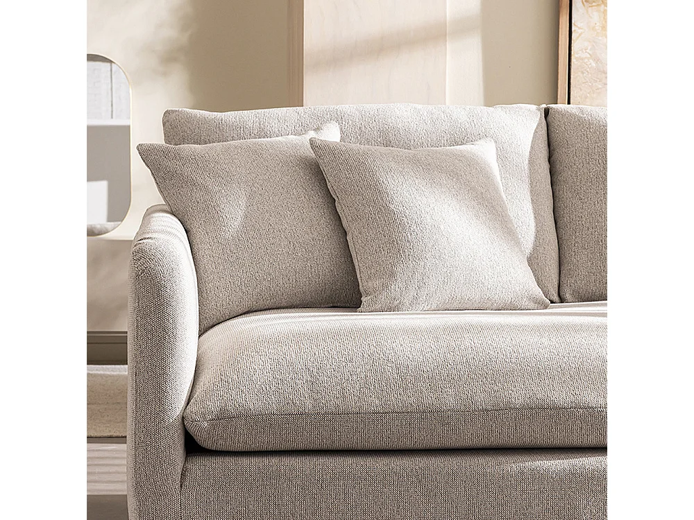 Farrah - Canapé d'angle gauche convertible 5 places en tissu - Naturel