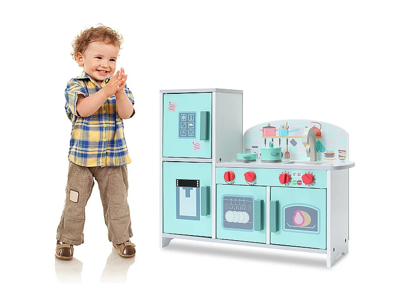 ORYXEARTH 5-in-1 multifunctionele kinderkeuken - Groen - 47,8 x 17 x 40,3 cm - 3,35 kg - Hout