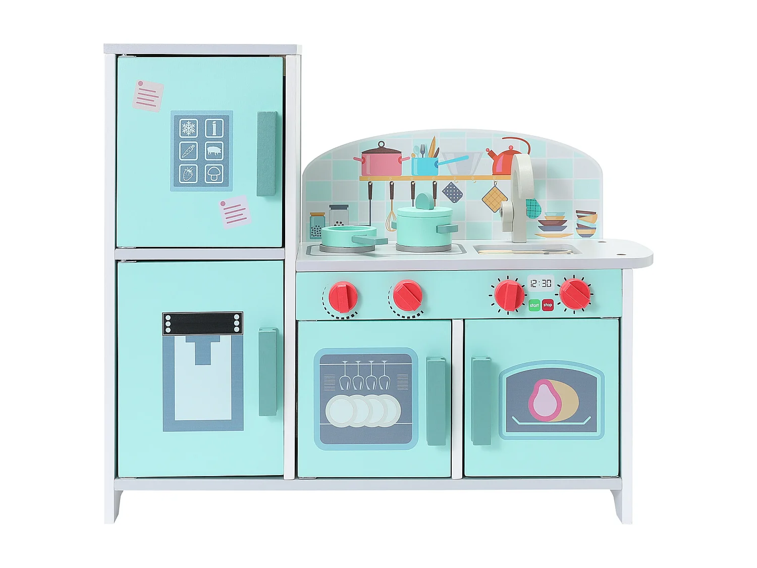 ORYXEARTH 5-in-1 multifunctionele kinderkeuken - Groen - 47,8 x 17 x 40,3 cm - 3,35 kg - Hout