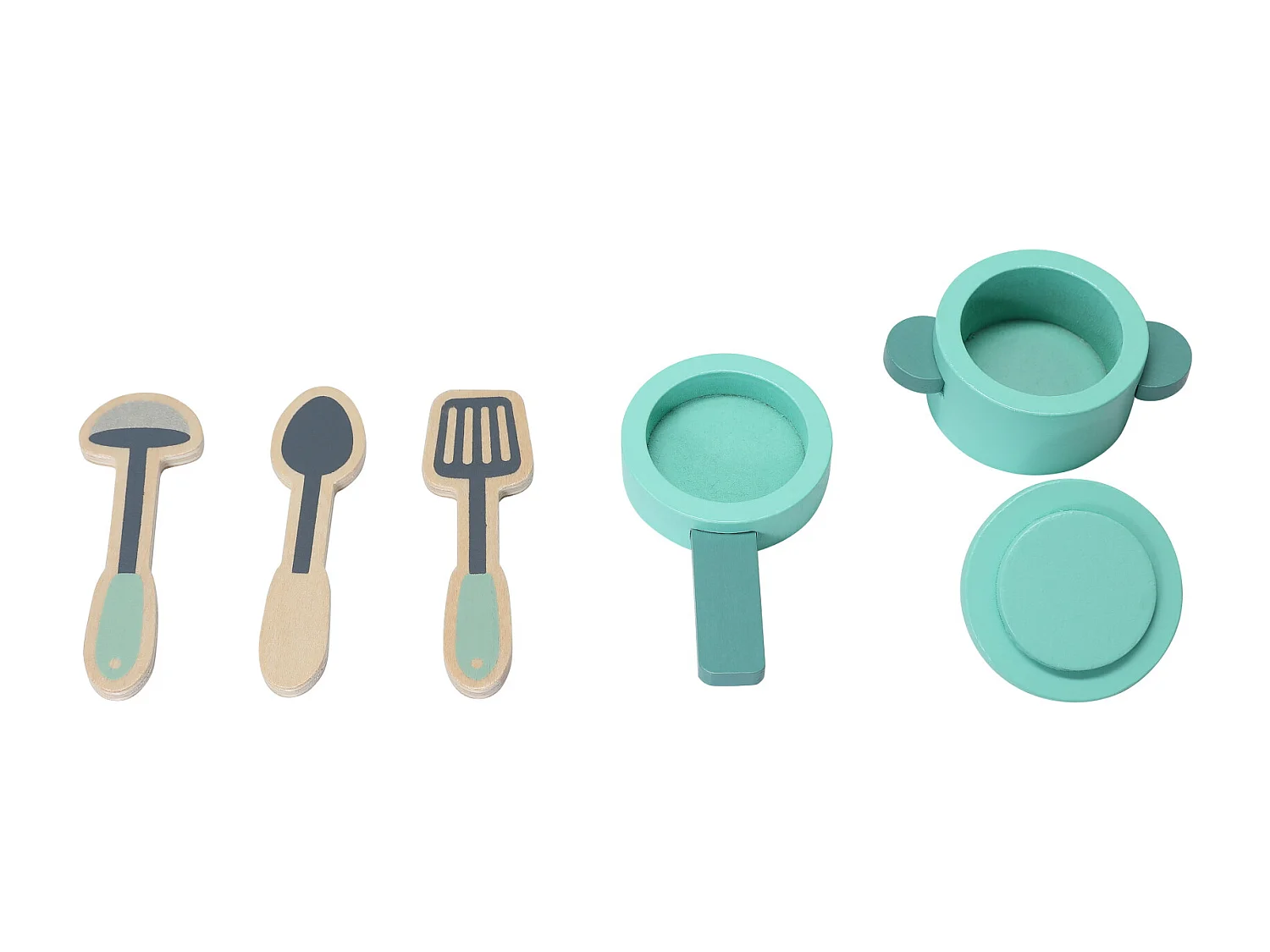 Cuisine Enfant Multifonctionnelle 5 en 1 - ORYXEARTH - Vert - 47.8x17x40.3cm - 3,35kg - Bois