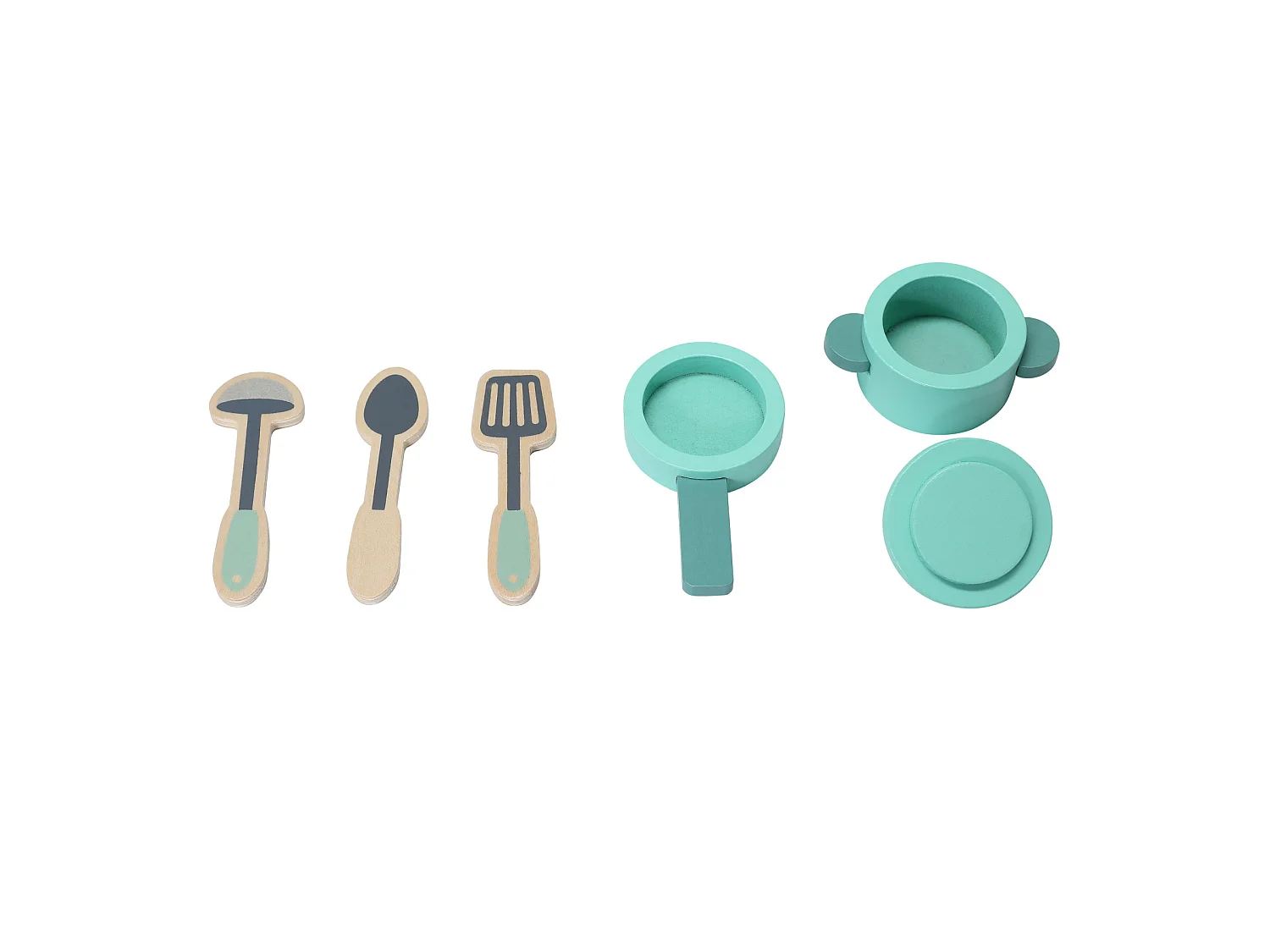 Cuisine Enfant Multifonctionnelle 5 en 1 - ORYXEARTH - Vert - 47.8x17x40.3cm - 3,35kg - Bois