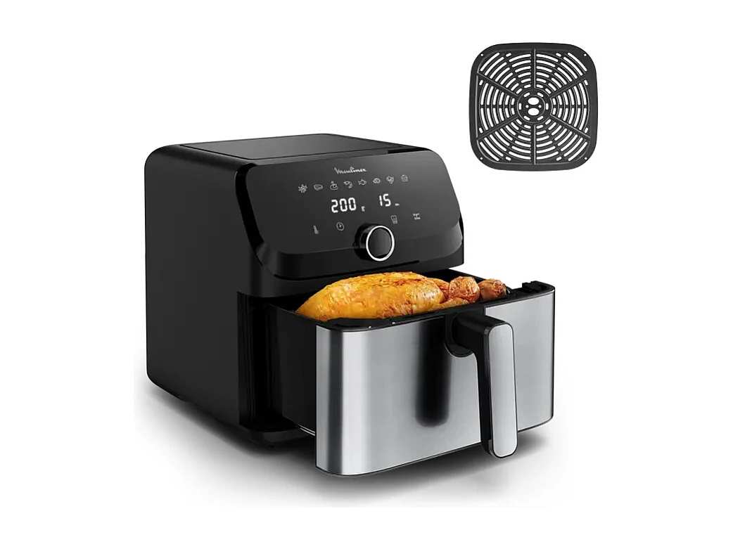 Moulinex Easy Fry Mega EZ855D heteluchtfriteuse zonder olie in roestvrij staal