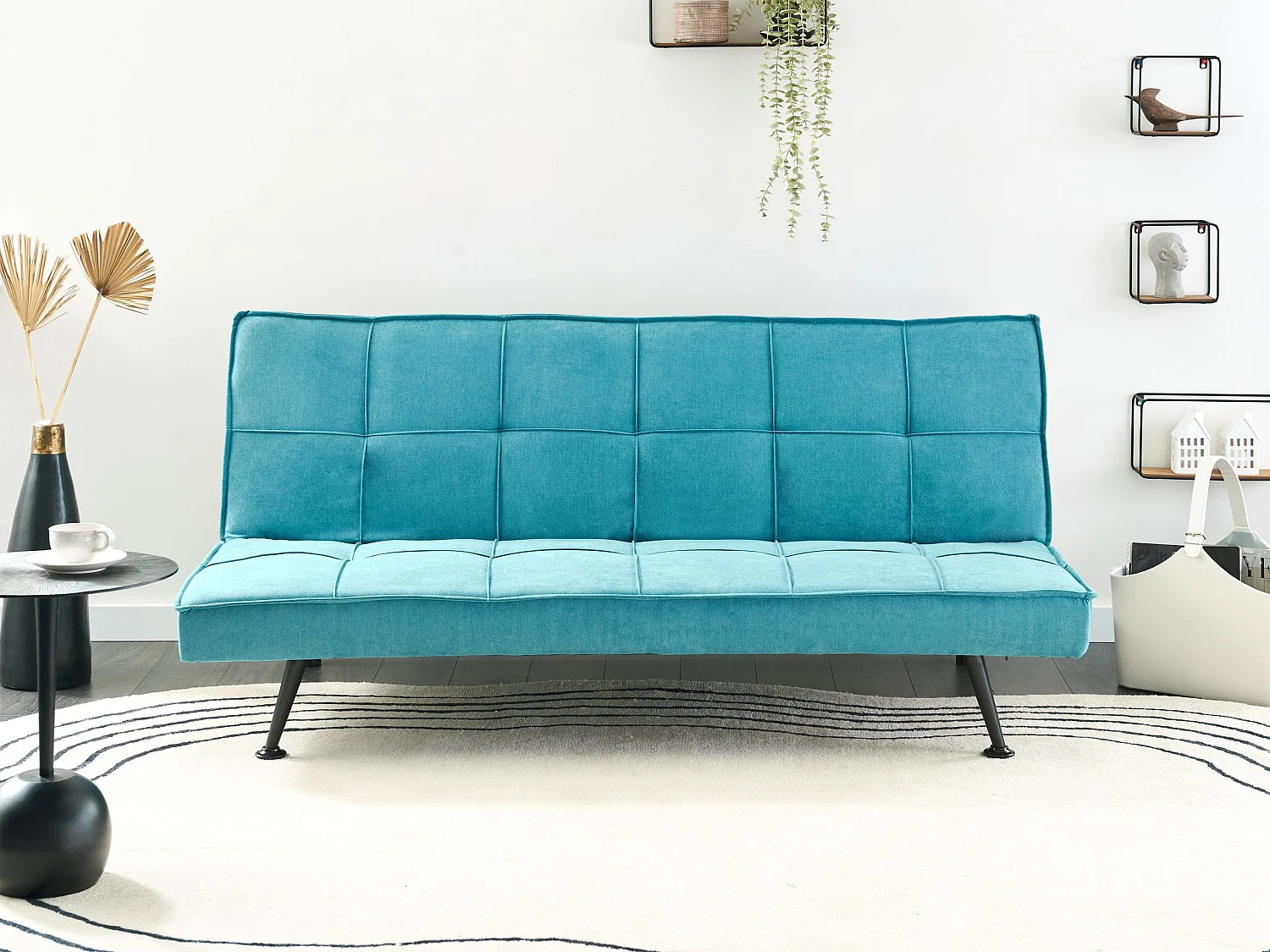 Divano letto HASLE Tessuto Blu oltremare 3 posti