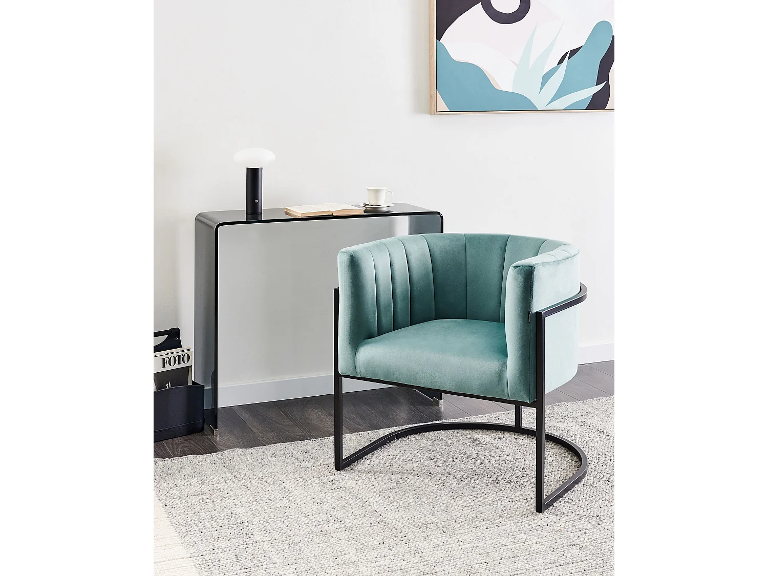 Fauteuil LARVIK II Velours Vert menthe