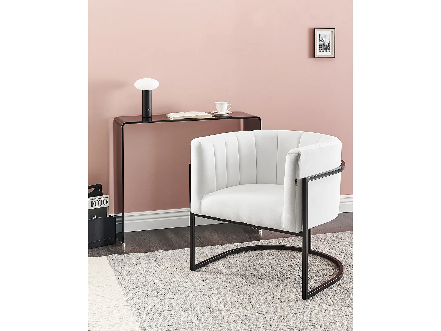 Sessel LARVIK II Samtstoff Weiss