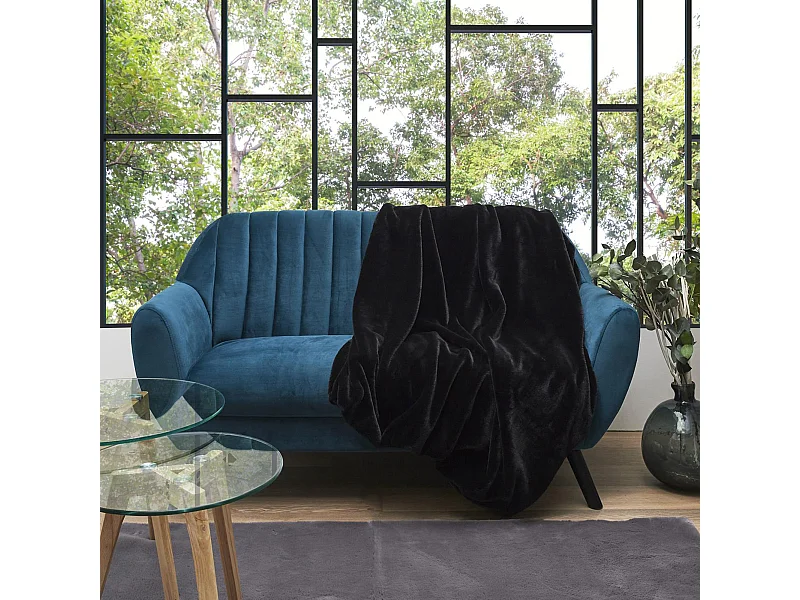 Plaid fausse fourrure collection OPULENCE 120x150 cm coloris noir