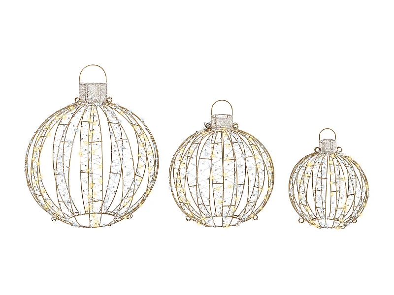 Décoration extérieure LED GAROUR Boule de cristal 65/50/40 cm Doré