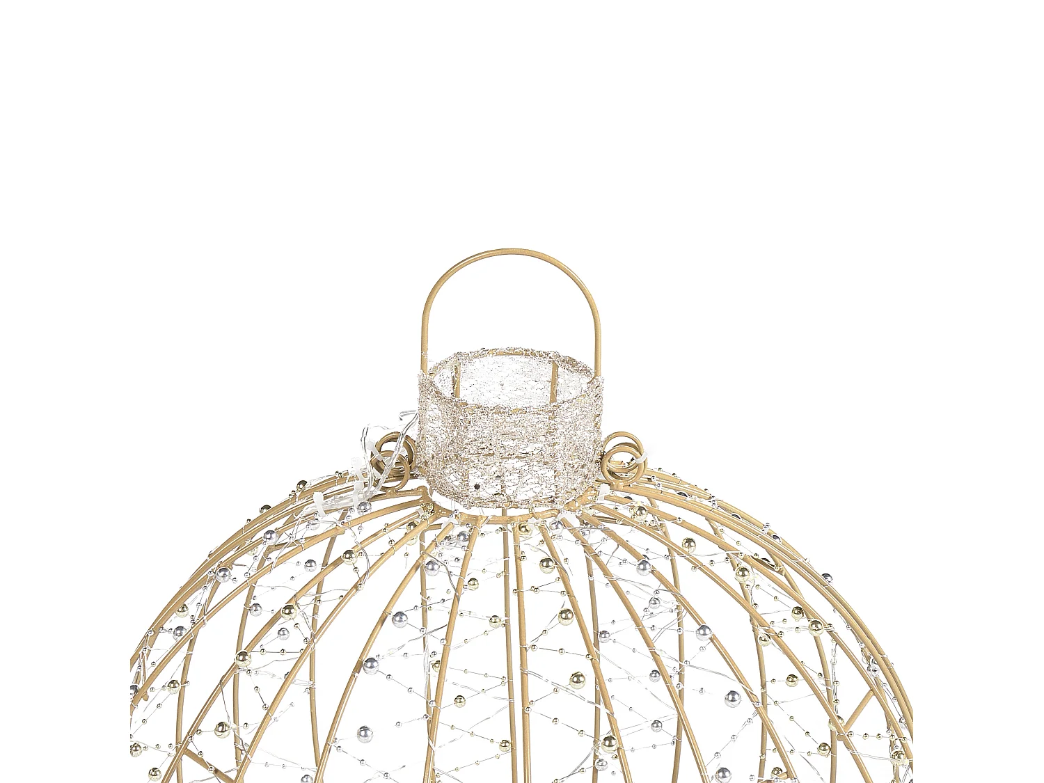 Conjunto 3 decorações LED de exterior em forma de bolas de Natal douradas GAROU