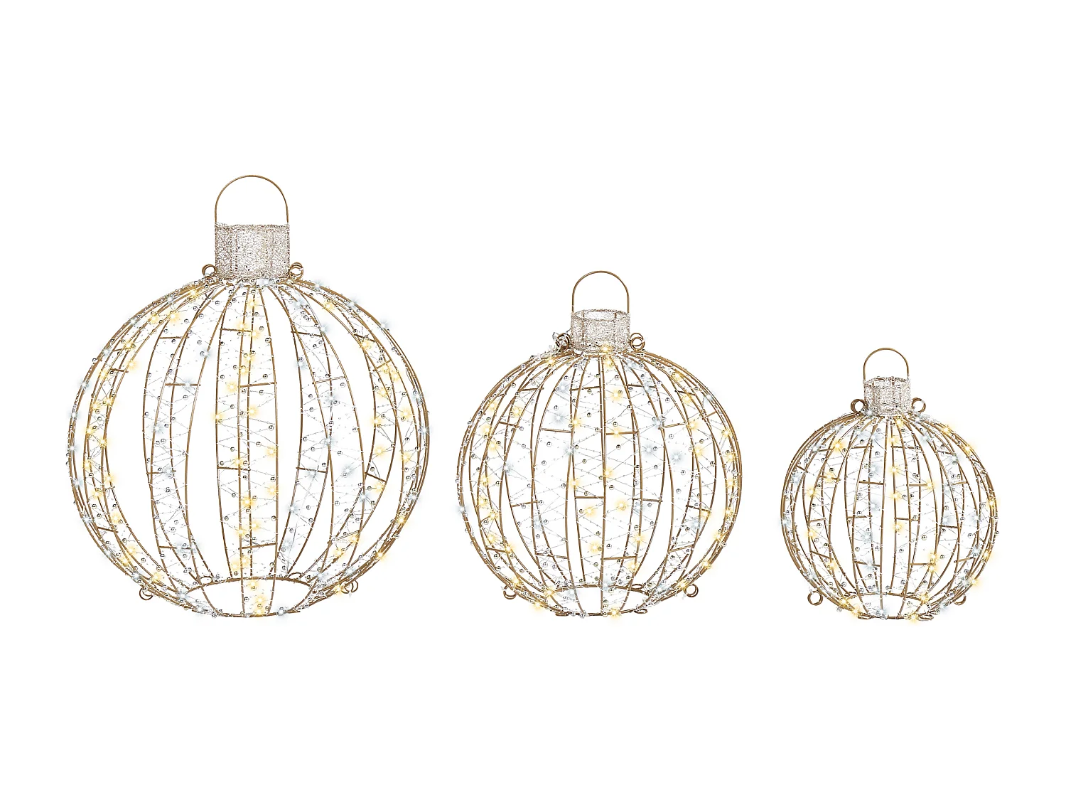 Kerstdecoratie voor buiten set van 3 LED verlichting goud GAROUR