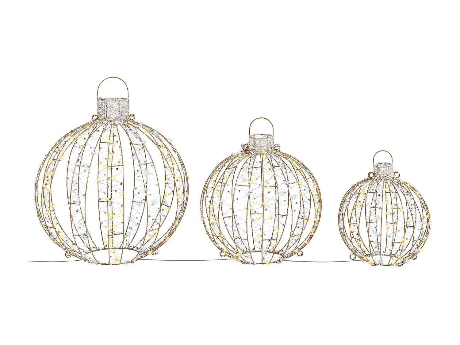 Kerstdecoratie voor buiten set van 3 LED verlichting goud GAROUR