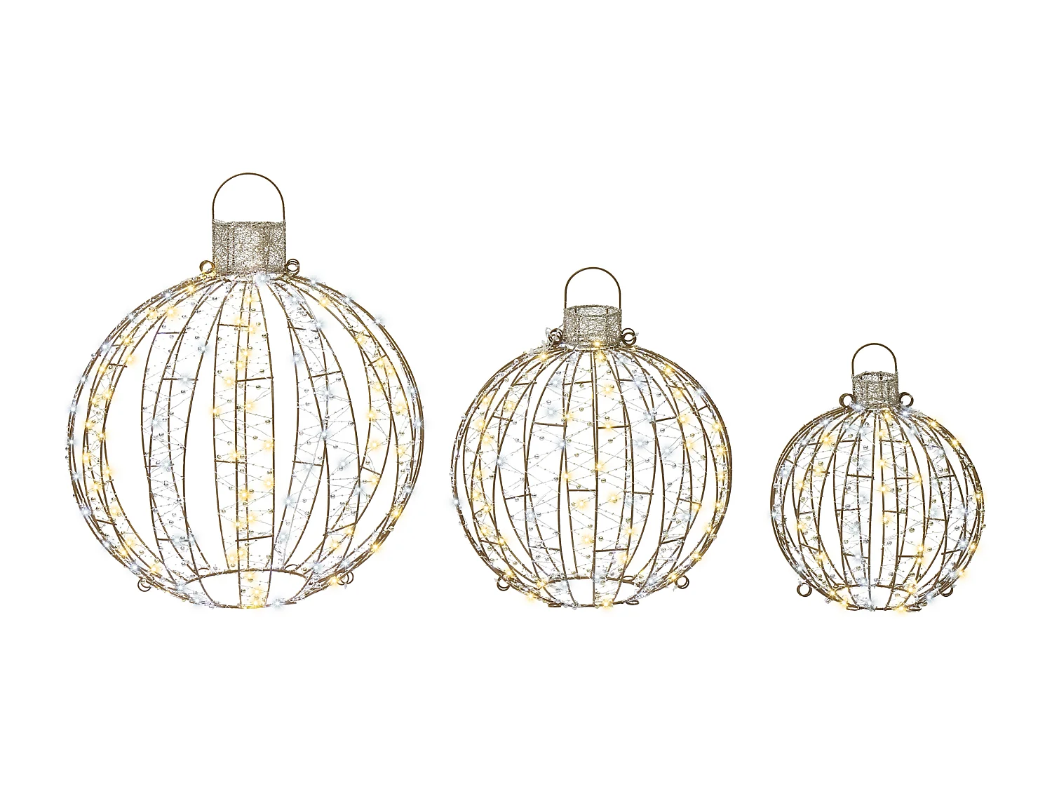 Kerstdecoratie voor buiten set van 3 LED verlichting goud GAROUR