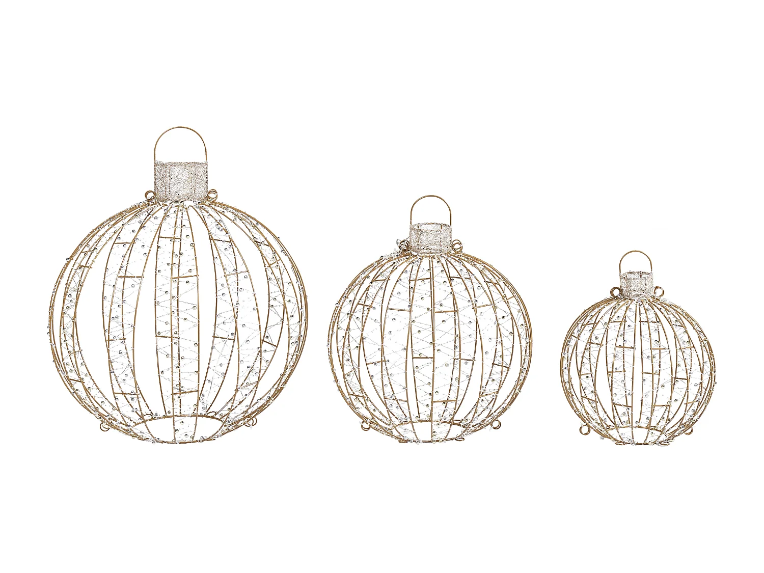 Décoration extérieure LED GAROUR Boule de cristal 65/50/40 cm Doré