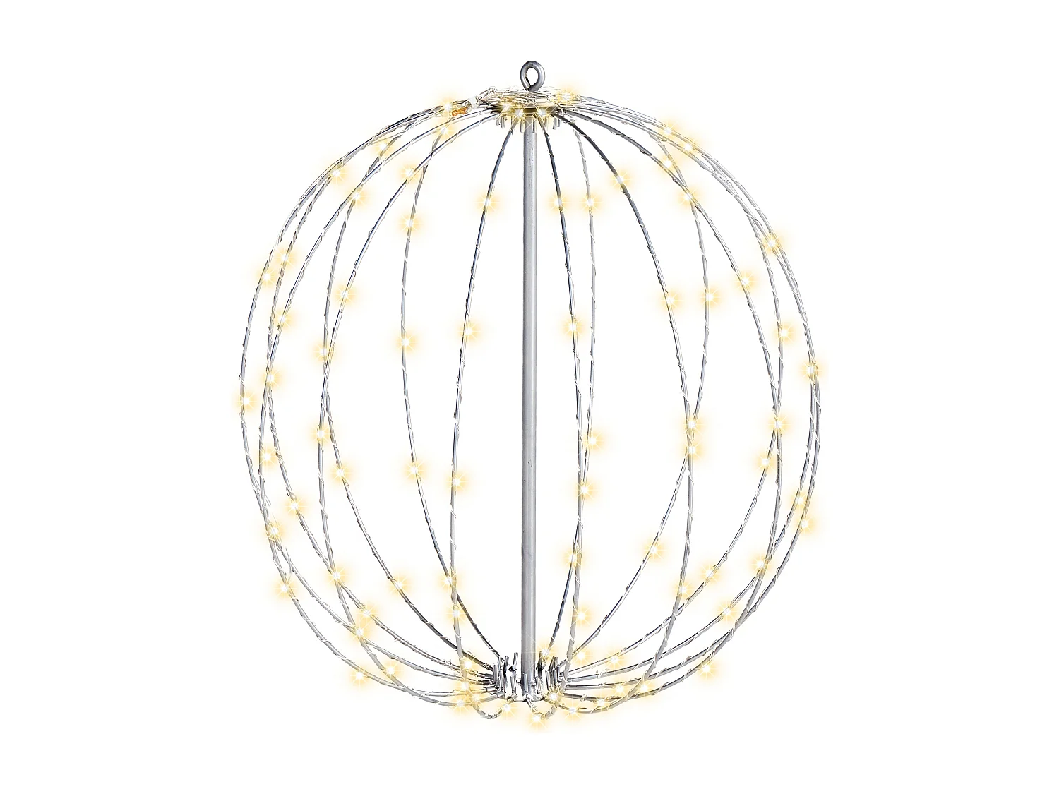 Out- & Indoor Weihnachtsbeleuchtung LED Eisen Kugelform silber mit Kabel Hosfos