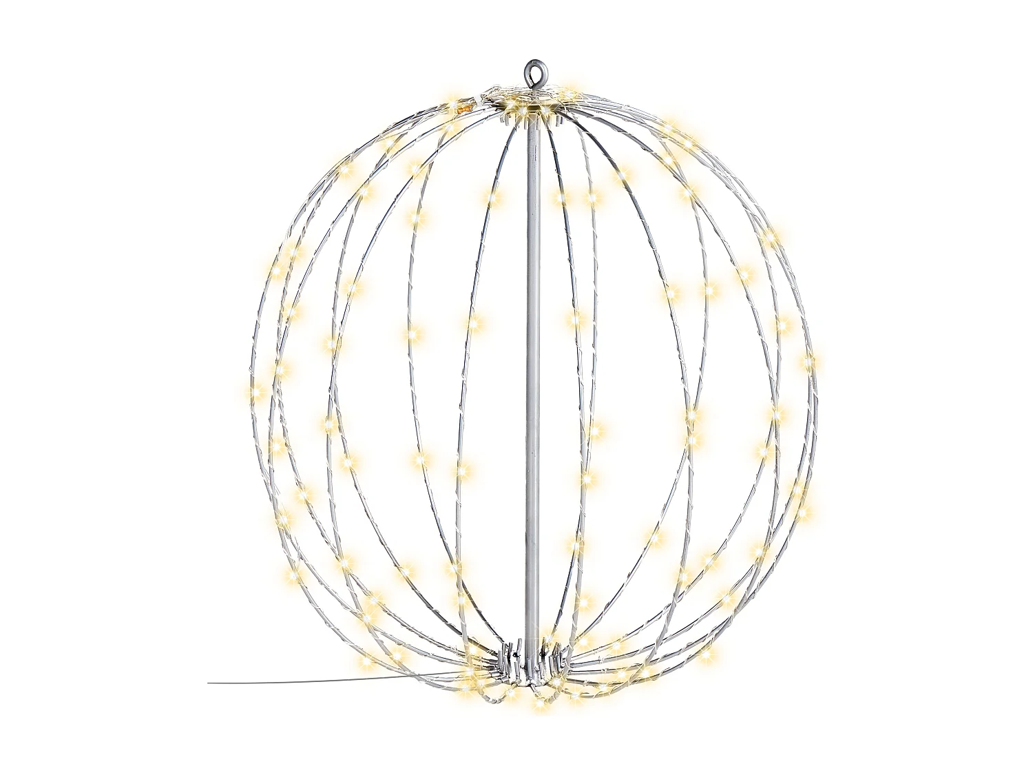 Out- & Indoor Weihnachtsbeleuchtung LED Eisen Kugelform silber mit Kabel Hosfos