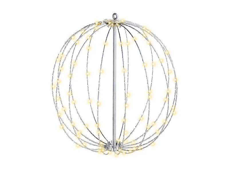 Out- & Indoor Weihnachtsbeleuchtung LED Eisen Kugelform silber mit Kabel Hosfos