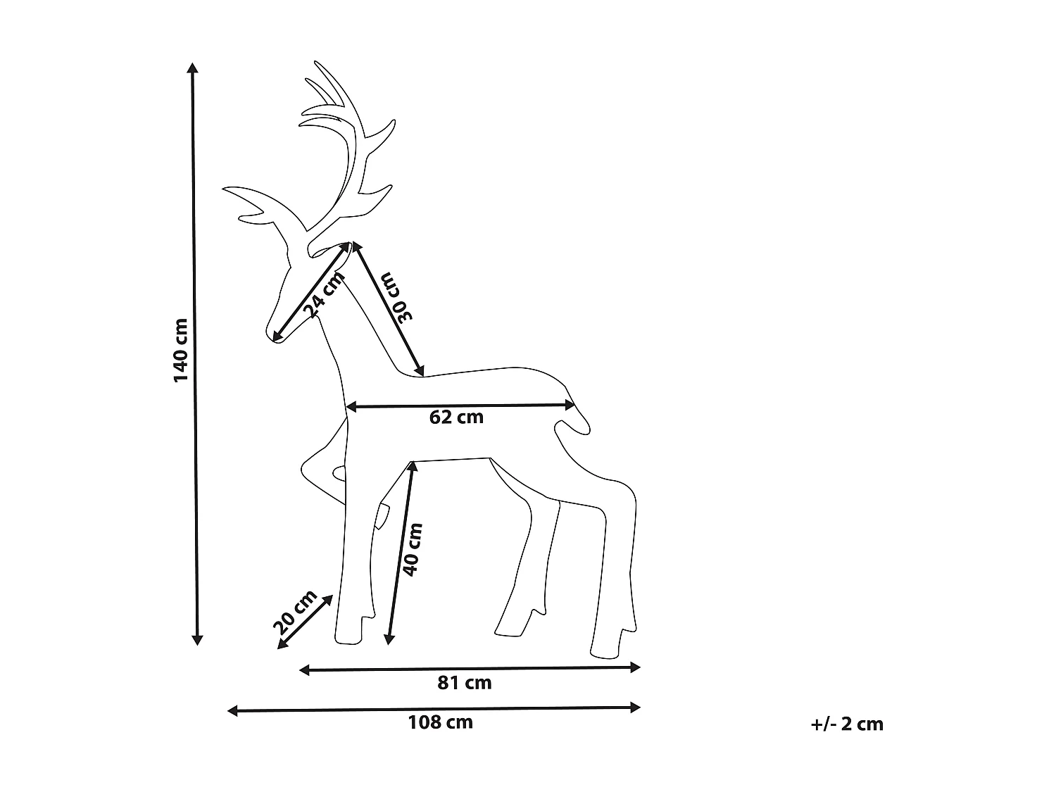 Outdoor Weihnachtsbeleuchtung LED silber Rentier 140 cm HUSAVIK
