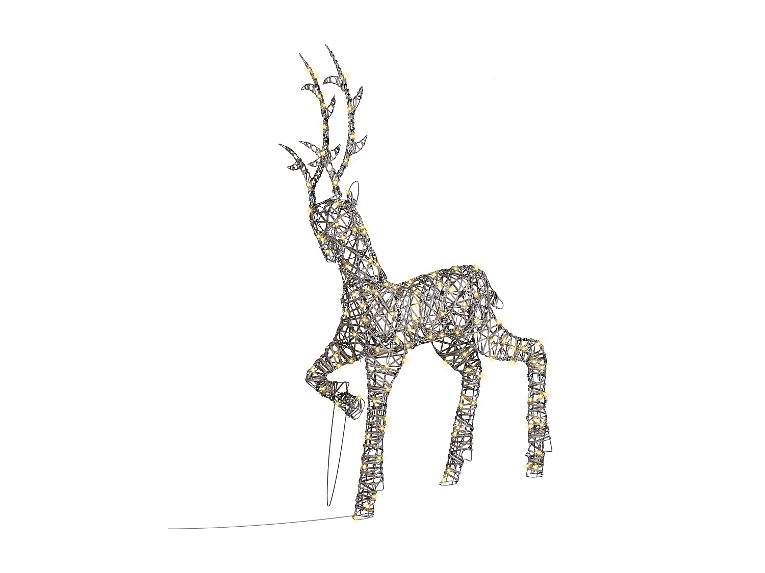 Decoração LED exterior em forma de rena prateada 140 cm HUSAVIK