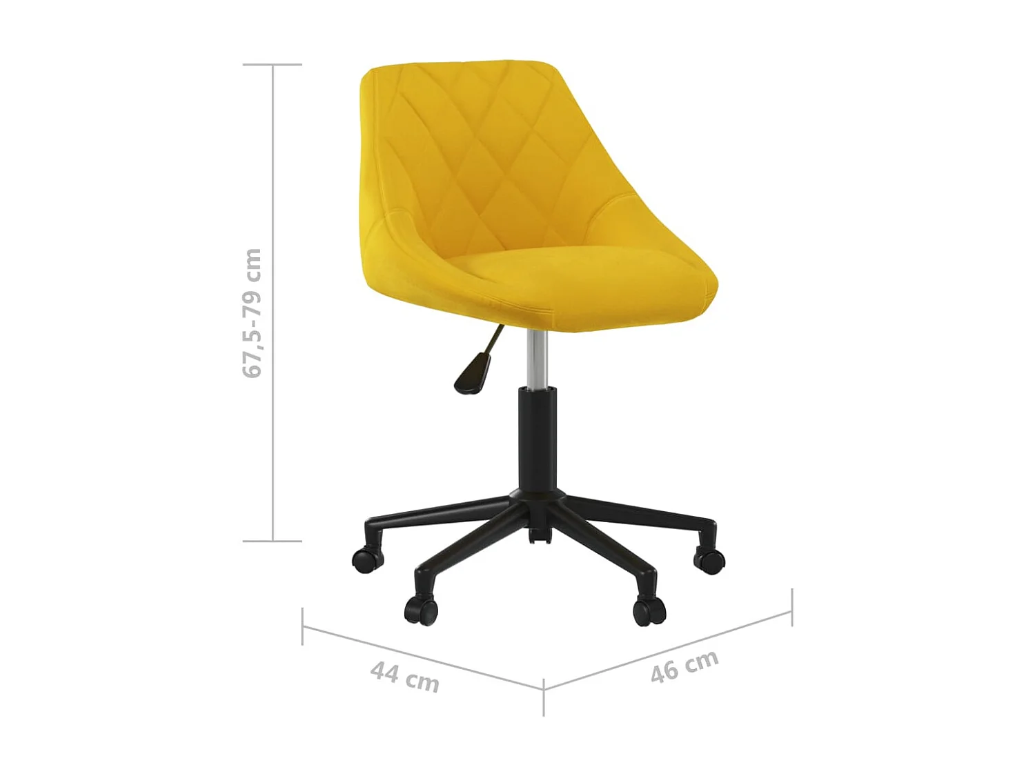 Chaise pivotante de bureau Jaune moutarde Velours