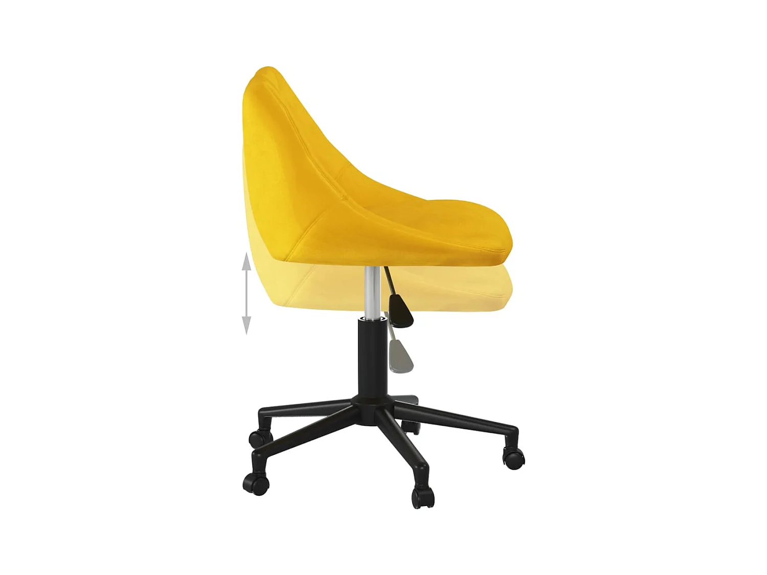 Chaise pivotante de bureau Jaune moutarde Velours