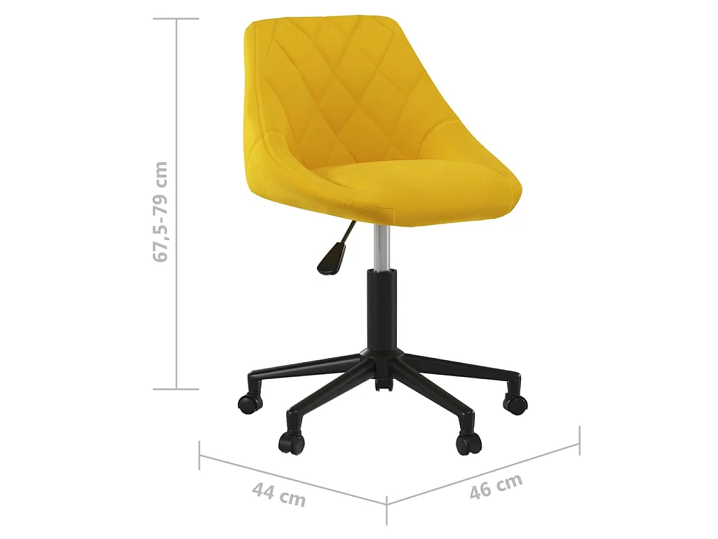 Chaise pivotante de bureau Jaune moutarde Velours