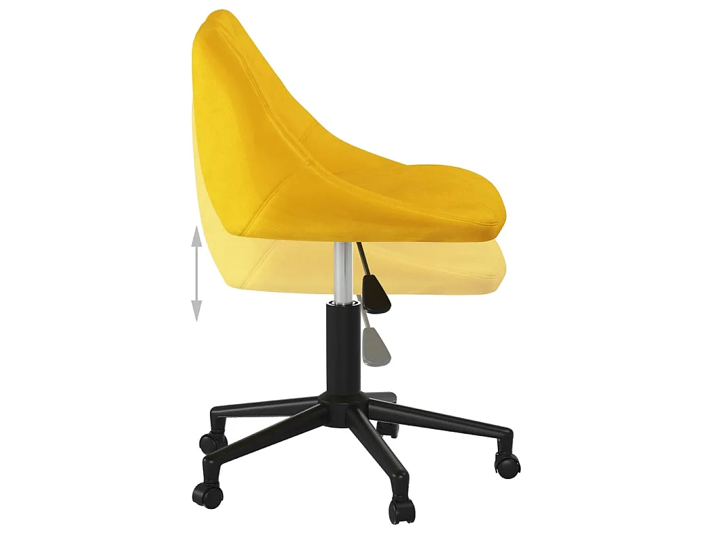 Chaise pivotante de bureau Jaune moutarde Velours