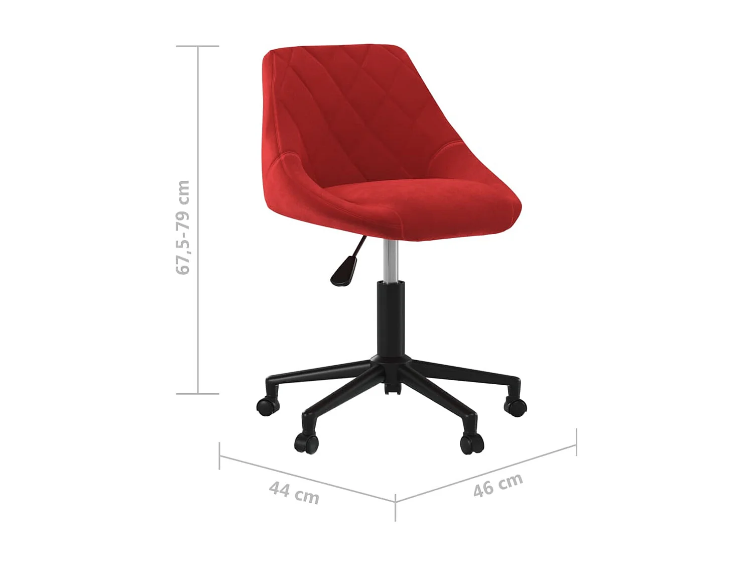 Chaise pivotante de bureau Rouge bordeaux Velours