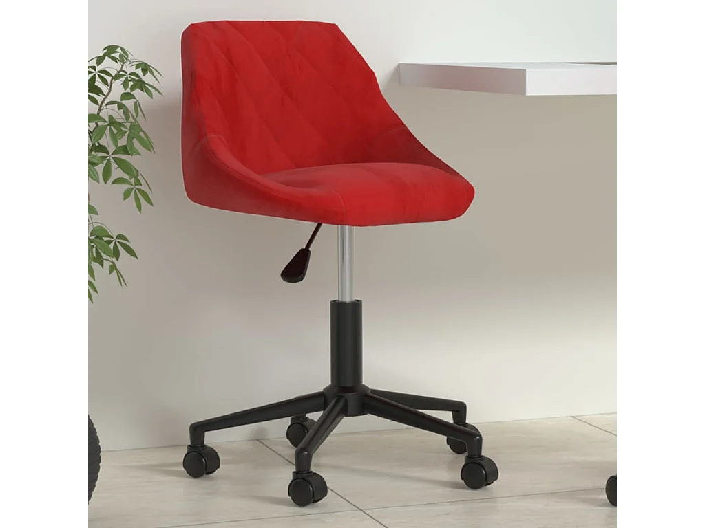 Chaise pivotante de bureau Rouge bordeaux Velours