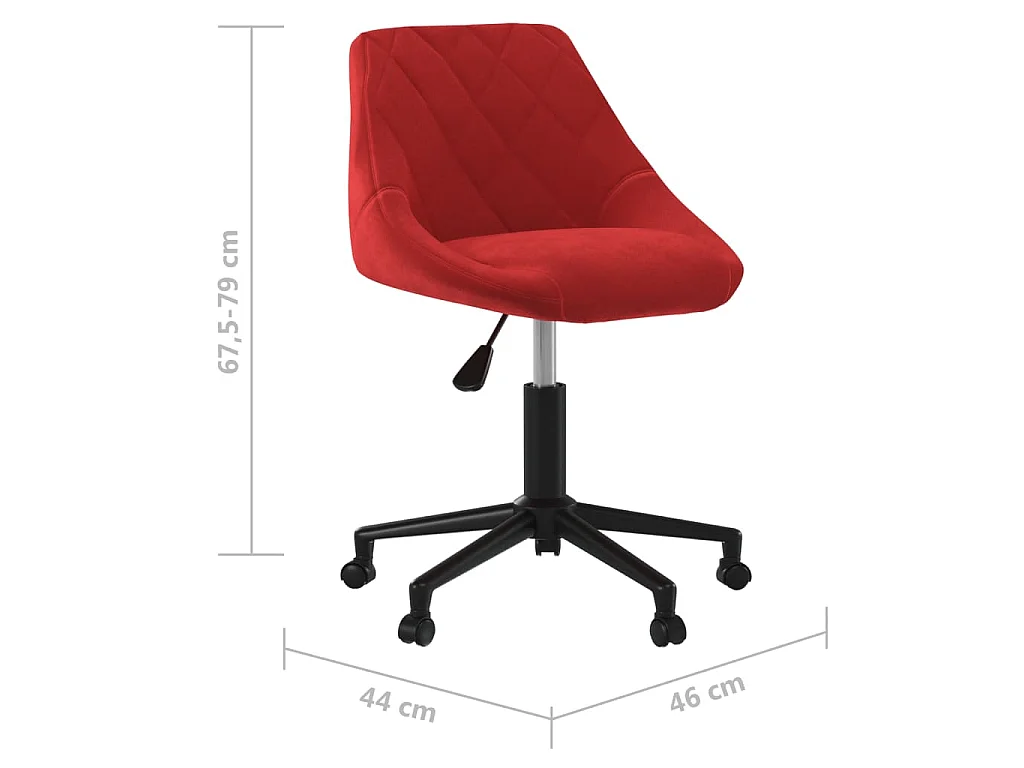 Chaise pivotante de bureau Rouge bordeaux Velours