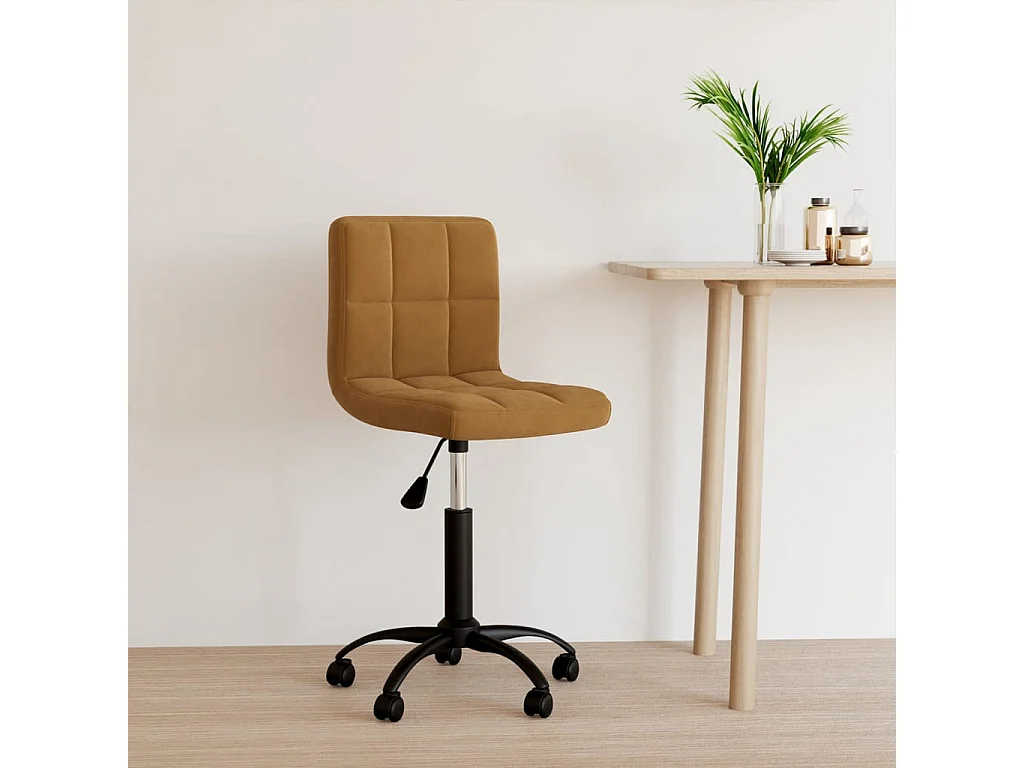 Sedia Girevole da Ufficio Marrone in Velluto