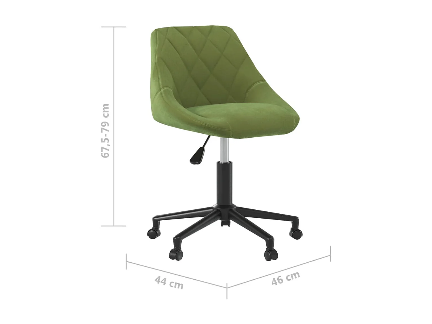 Sedia da Ufficio Girevole Verde Chiaro in Velluto