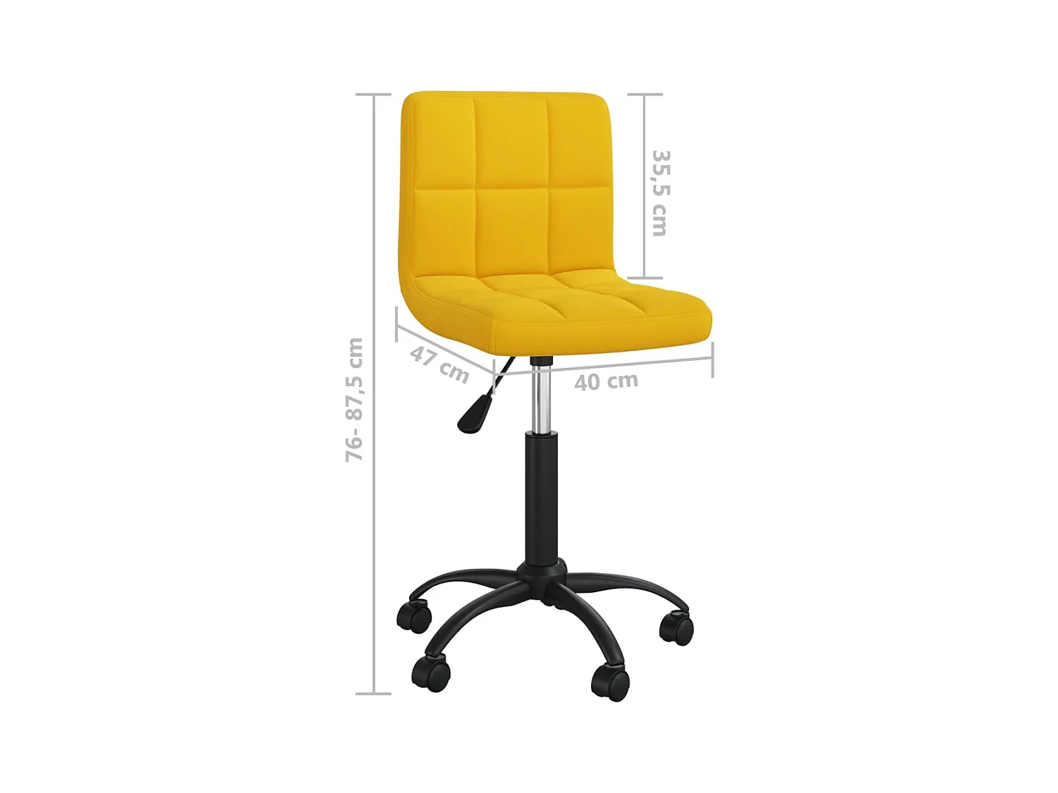 Chaise pivotante de bureau Jaune moutarde Velours