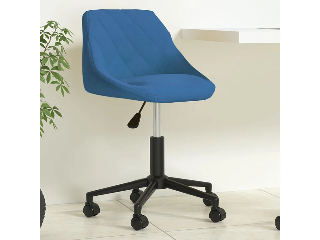 Sedia Girevole da Ufficio Blu in Velluto