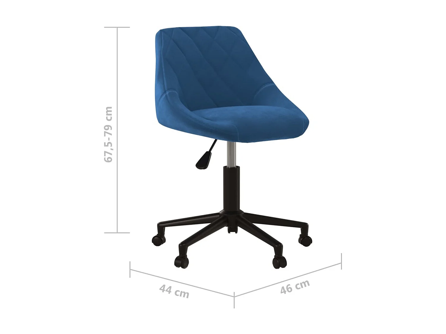 Sedia Girevole da Ufficio Blu in Velluto
