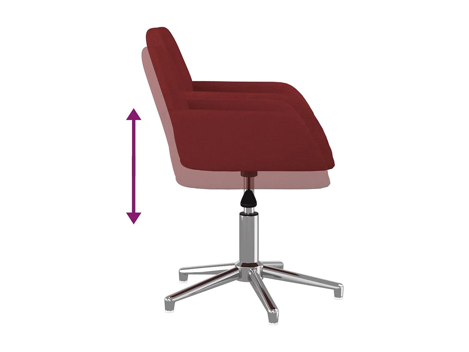 Chaise pivotante de bureau Rouge bordeaux Tissu