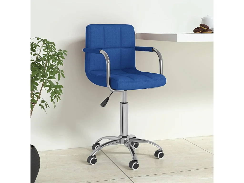 Chaise pivotante de bureau Bleu Tissu