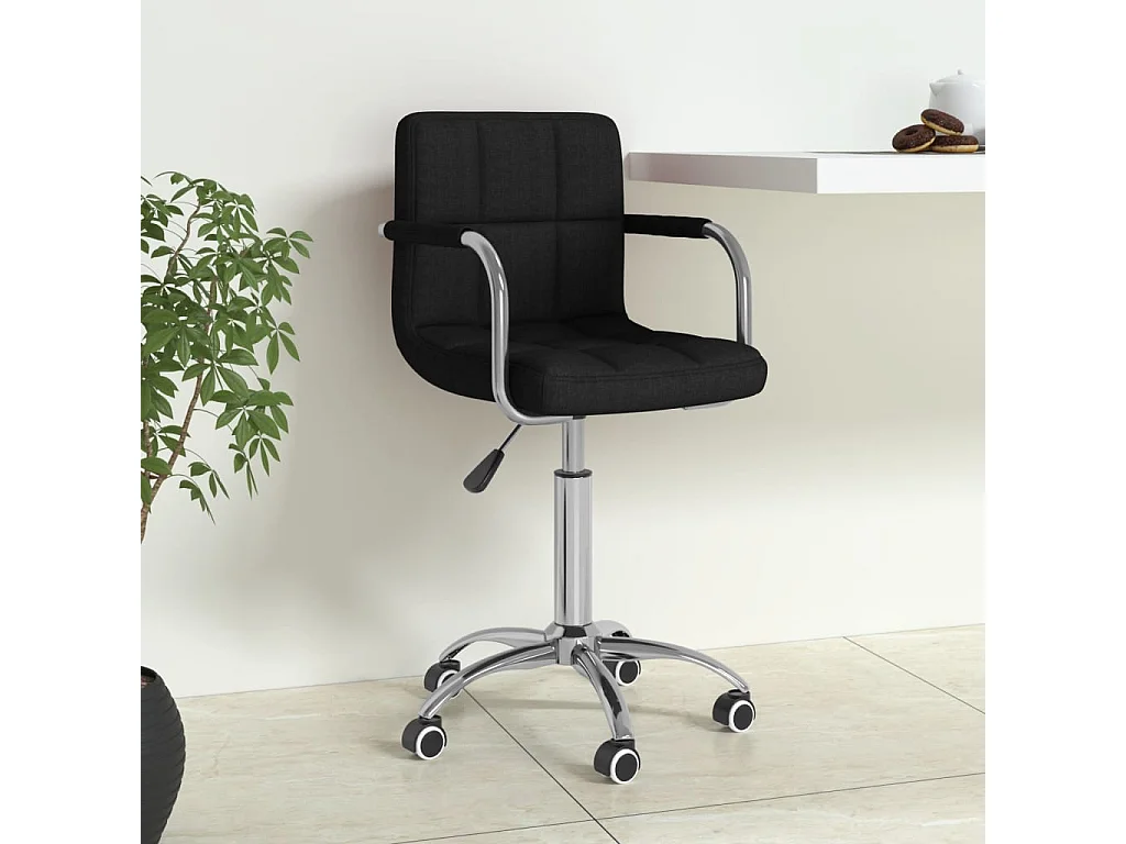 Chaise pivotante de bureau Noir Tissu