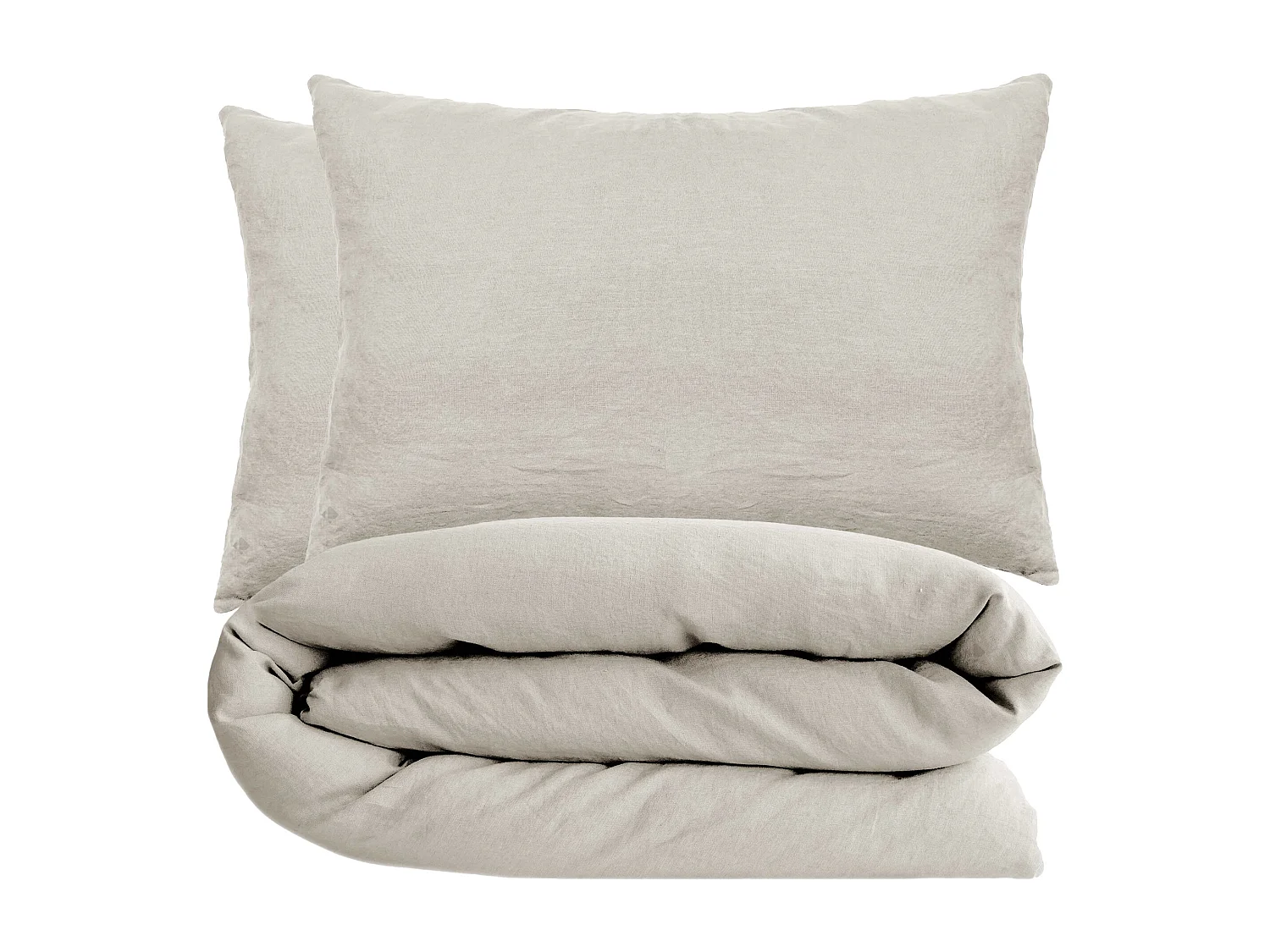 Parure de lit 200x200 cm et 50x70 cm coton lavé PALACE beige nacre 3 pièces