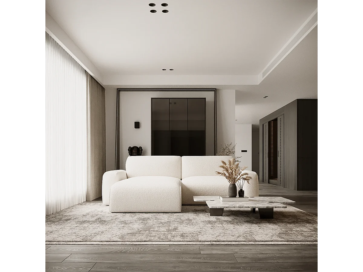 Canapé d'angle réversible convertible 3 places coffre Elancia mini Beige