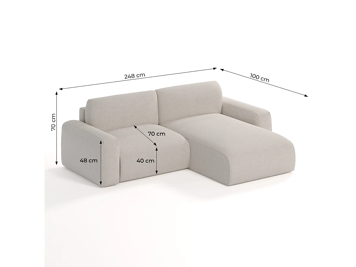 Canapé d'angle réversible convertible 3 places coffre Elancia mini Beige