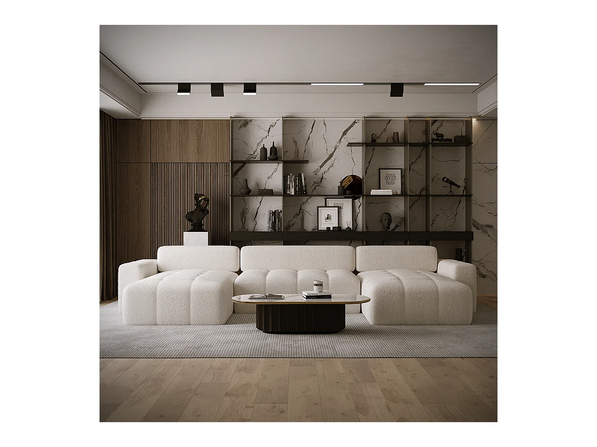 Canapé U 5 places convertible coffre Taliano Beige