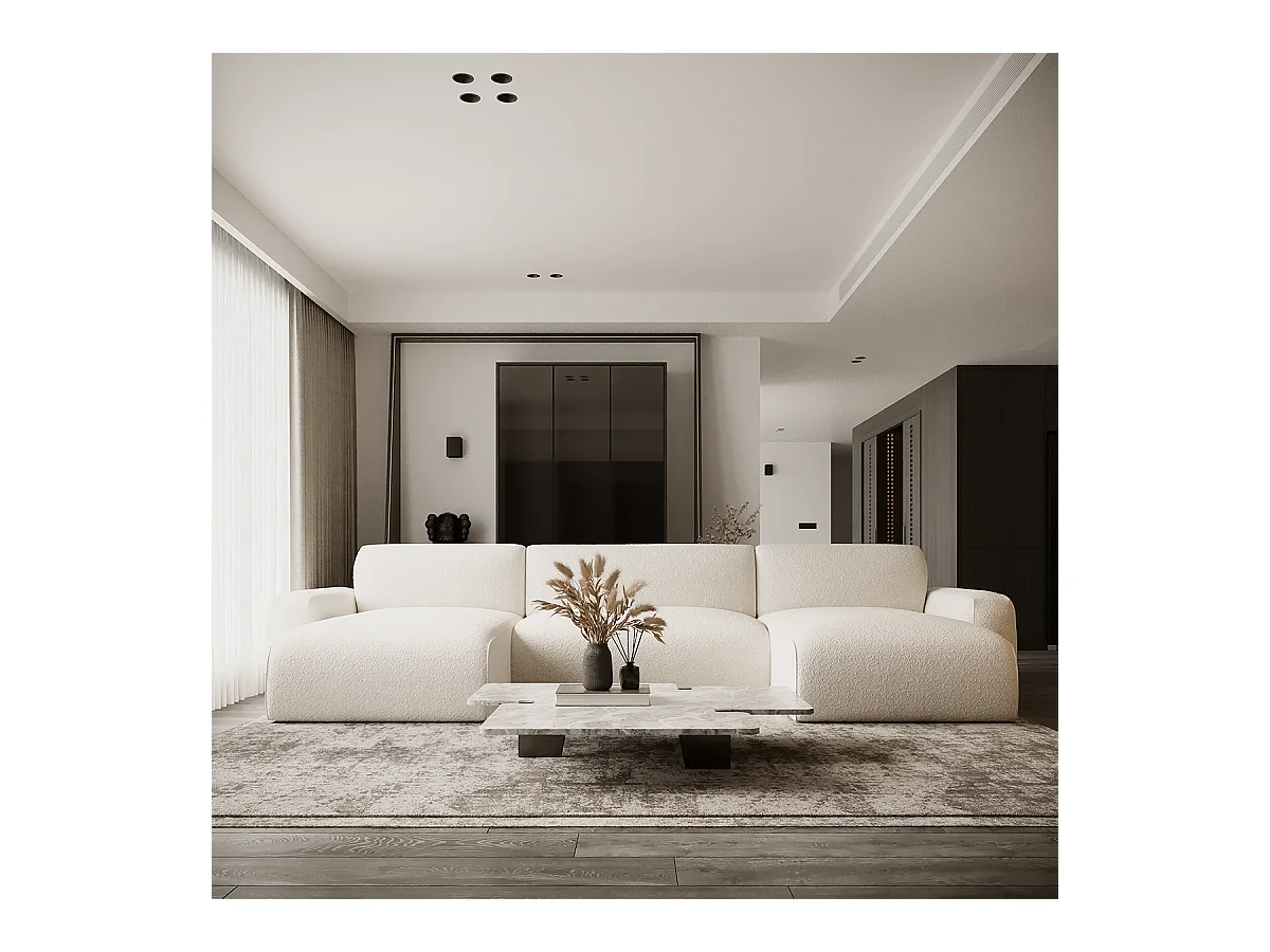 Canapé U 5 places convertible coffre Elancia Beige