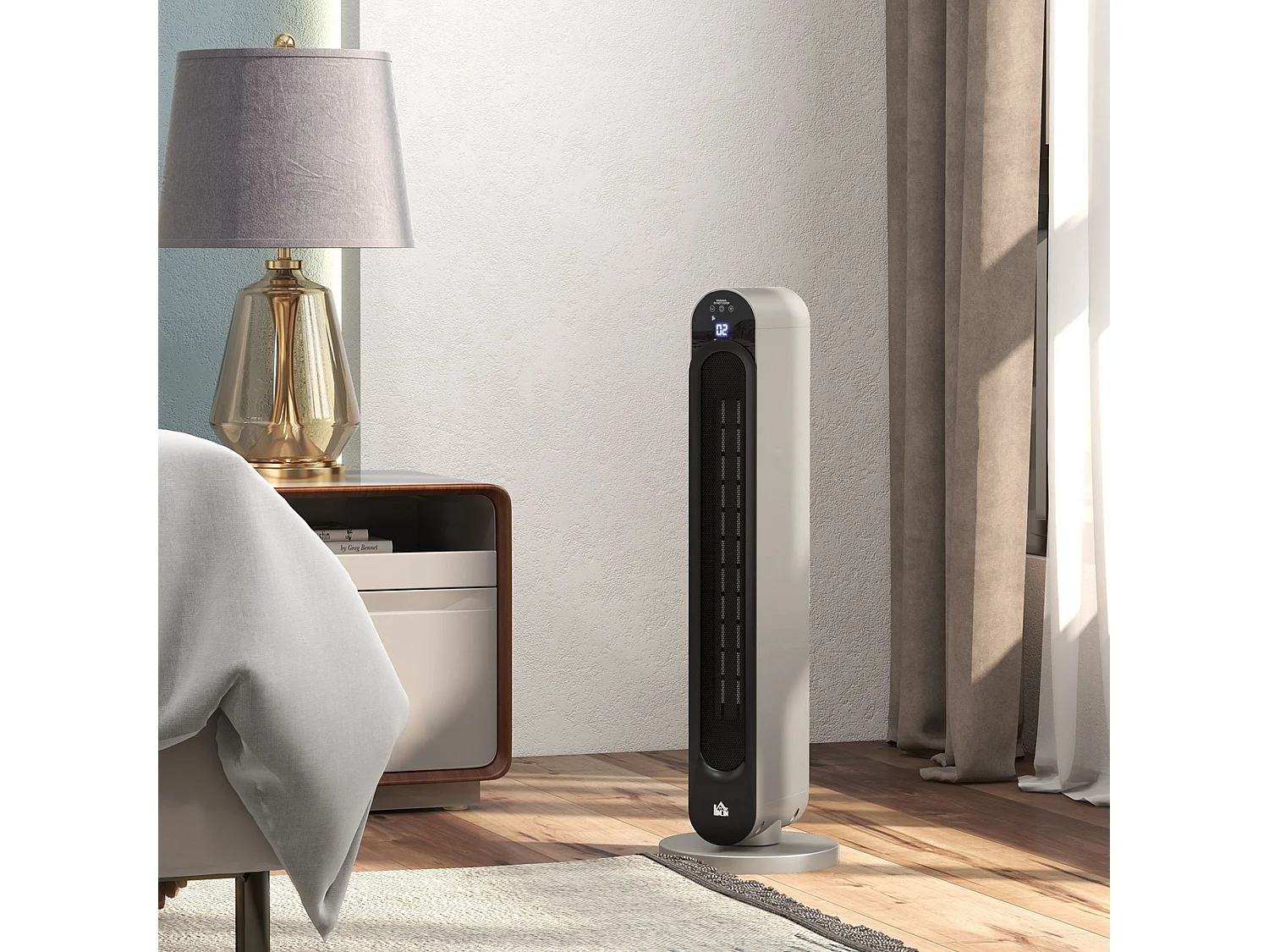 Chauffage soufflant oscillant 1100/2200 W - mini radiateur céramique PTC - télécommande incluse - chauffage d'appoint gris noir