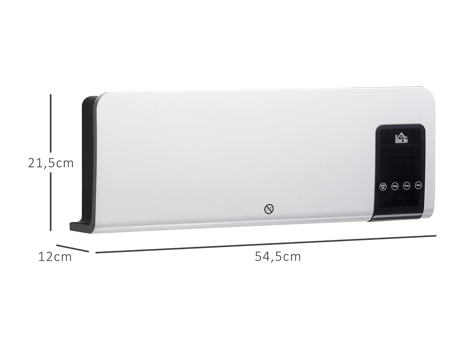 Radiateur mural soufflant 2000 W max. - chauffage céramique PTC - température réglable, timer, oscillation - télécommande incluse