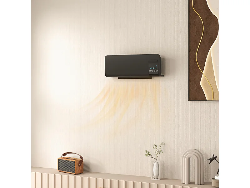 Radiateur mural soufflant 2000 W max. - chauffage céramique PTC - température réglable, timer, oscillation - télécommande incluse noir