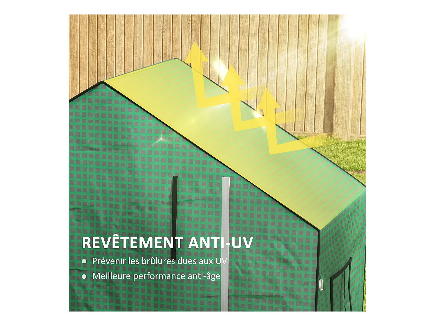Bâche de remplacement serre de jardin dim. 140L x 73l x 190H cm - 2 fenêtres, porte zippée enroulable - PE anti-UV imperméable vert