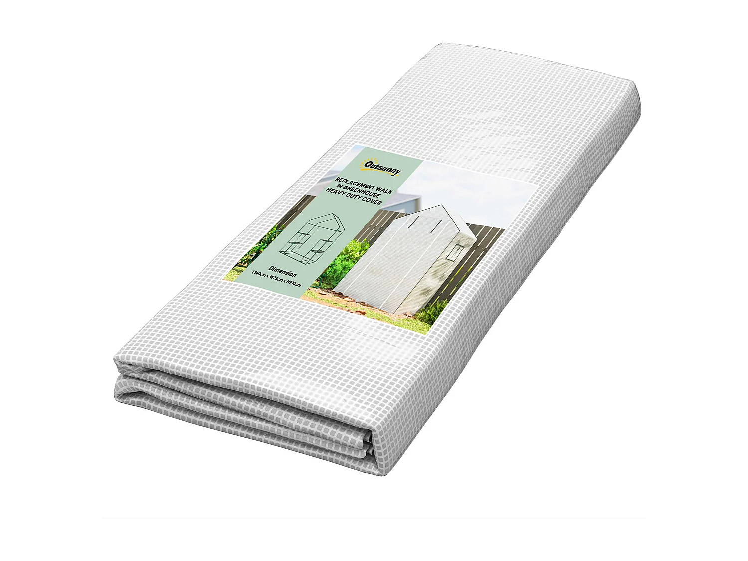 Bâche de remplacement serre de jardin dim. 140L x 73l x 190H cm - 2 fenêtres, porte zippée enroulable - PE anti-UV imperméable blanc