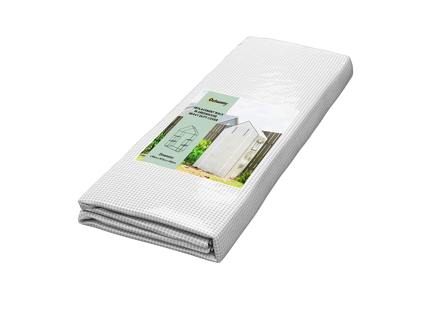 Bâche de remplacement serre de jardin dim. 140L x 73l x 190H cm - 2 fenêtres, porte zippée enroulable - PE anti-UV imperméable blanc