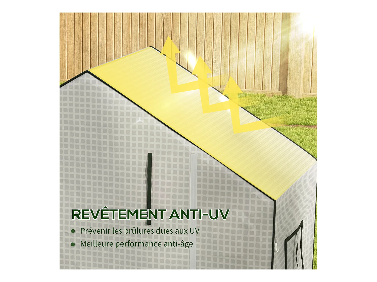 Bâche de remplacement serre de jardin dim. 140L x 73l x 190H cm - 2 fenêtres, porte zippée enroulable - PE anti-UV imperméable blanc