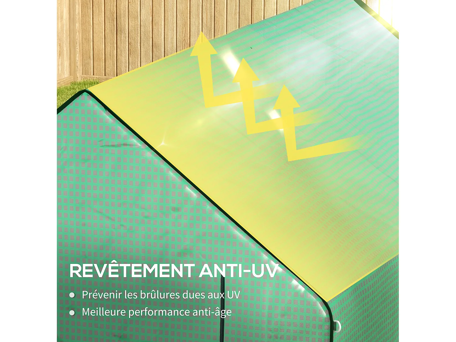 Bâche de remplacement serre de jardin dim. 140L x 213l x 190H cm - 2 fenêtres, porte zippée enroulable - PE anti-UV imperméable vert