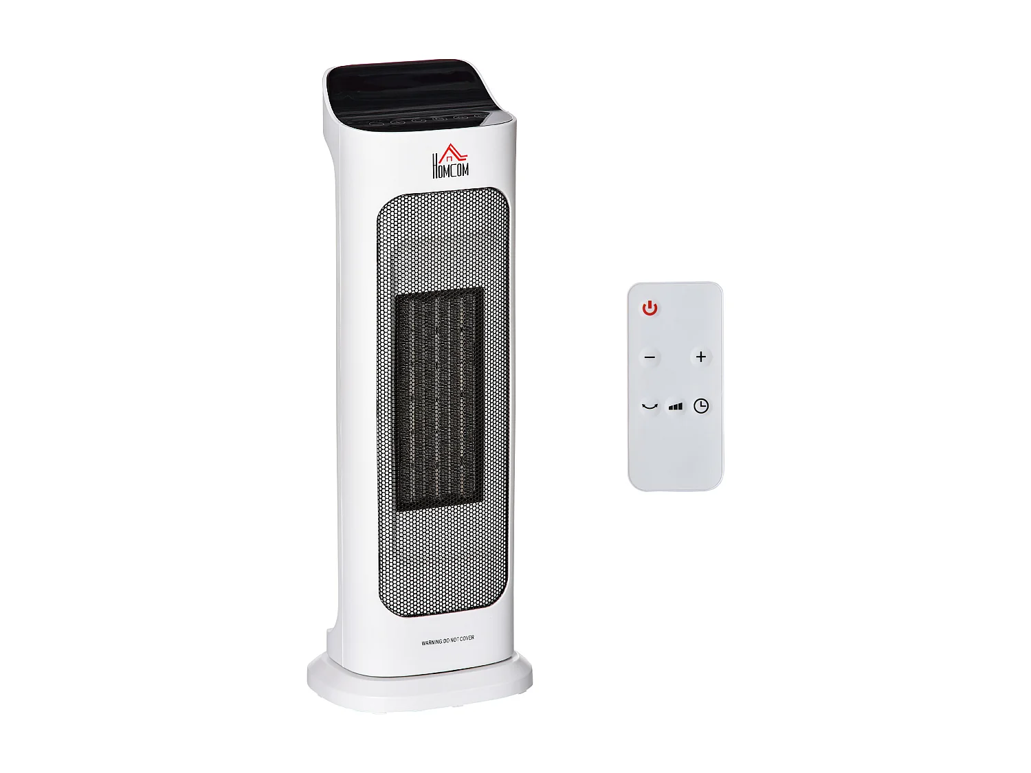 Chauffage soufflant oscillant 2000 W - radiateur céramique PTC - 3 niveaux de puissance - chauffage d'appoint avec télécommande blanc noir